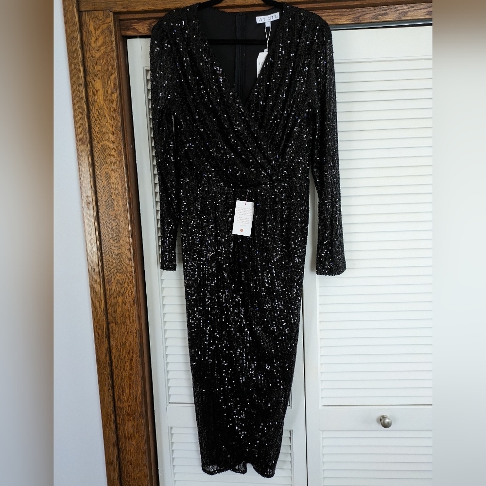Ivy City Black Sequin Dress